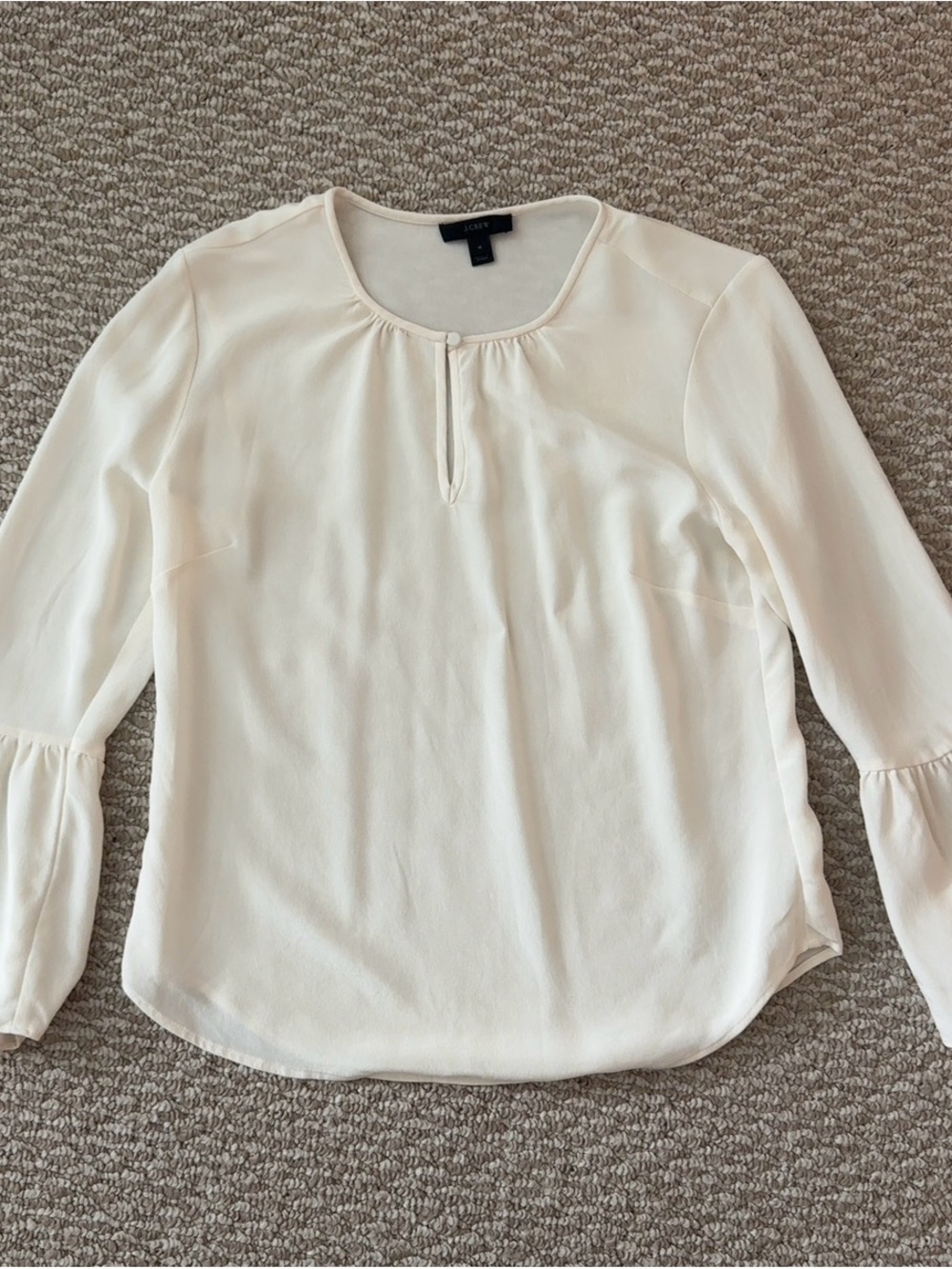 J.Crew Ivory Keyhole Long-Sleeve Blouse